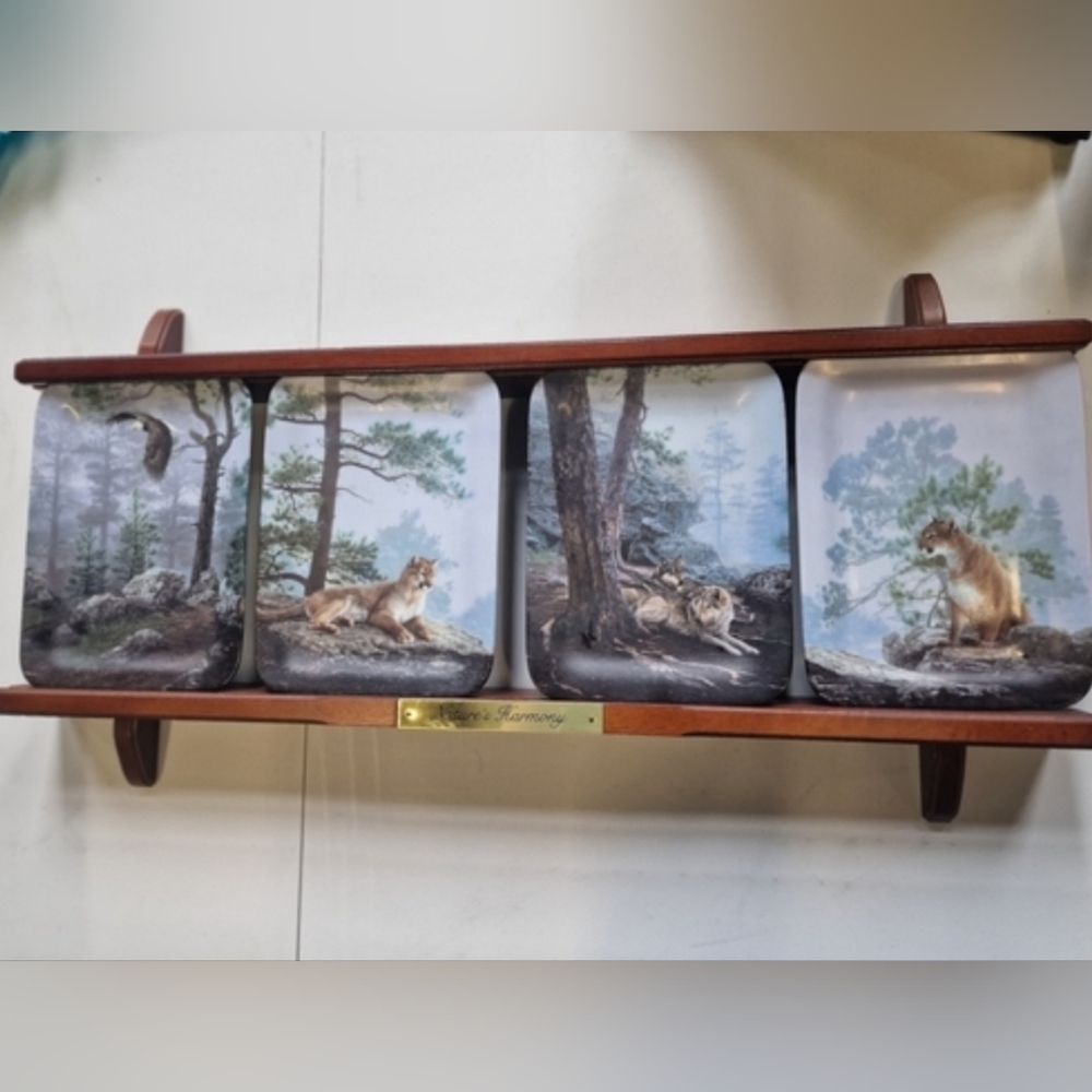 THE BRADFORD EXCHANGE Nature's Harmony Porcelain Plate Set with Display Shelf